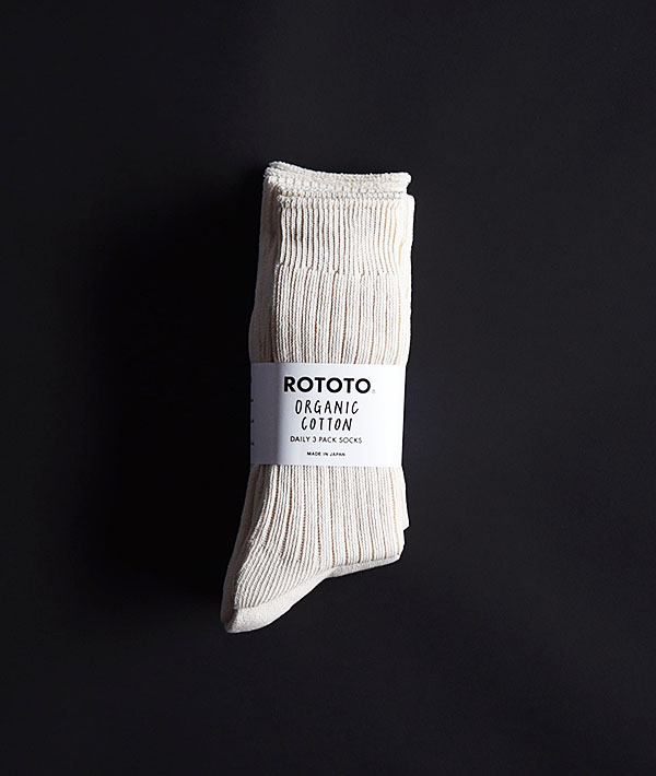 ROTOTO (ロトト) ORGANIC DAILY 3 PACK CREW SOCKS【MENS&WOMENS】