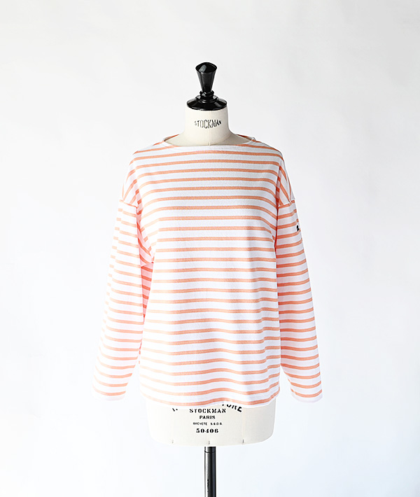 SAINT JAMES (セントジェームス) OUESSANT LOOSE ドロップショルダー ロングスリーブ ホワイト×ライトオレンジ【WOMENS】