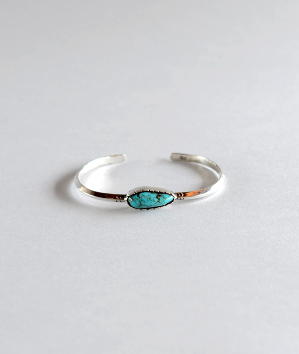 GAIJIN MADE (ガイジンメイド) KG-1043 スキニーシルバー ターコイズバングル【MENS&WOMENS】