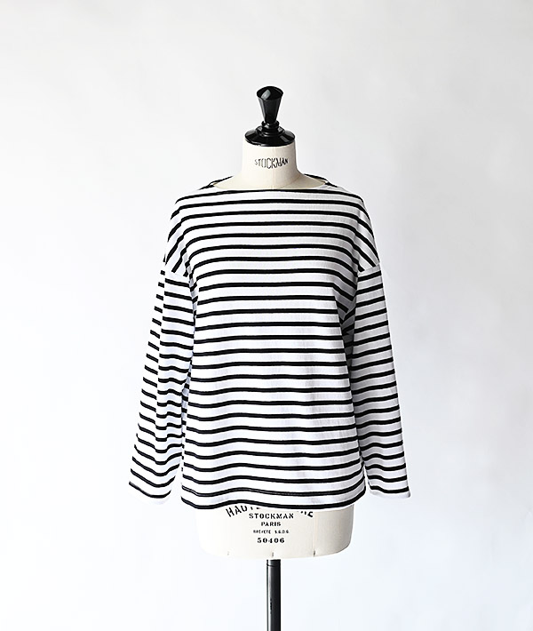 SAINT JAMES (セントジェームス) OUESSANT LOOSE ドロップショルダー ロングスリーブ ホワイト×ブラック【MENS&WOMENS】