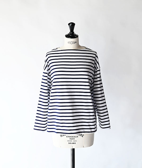 SAINT JAMES (セントジェームス) OUESSANT LOOSE ドロップショルダー ロングスリーブ ホワイト×マリン【MENS&WOMENS】