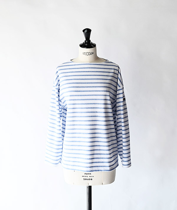 SAINT JAMES (セントジェームス) OUESSANT LOOSE ドロップショルダー ロングスリーブ ホワイト×デニムブルー【MENS&WOMENS】