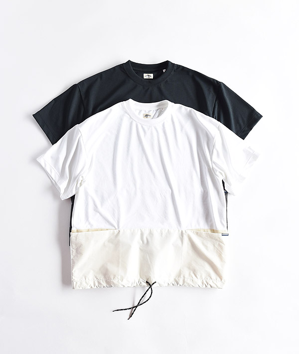 HOLLYWOOD RANCH MARKET(ハリウッドランチマーケット) ポリコットナイロンスイッチング ボトムコードTシャツ【MENS】