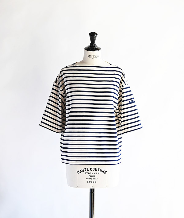 SAINT JAMES (セントジェームス) TEELOOSE ドロップショルダー五分袖 エクリュ×マリン【WOMENS】