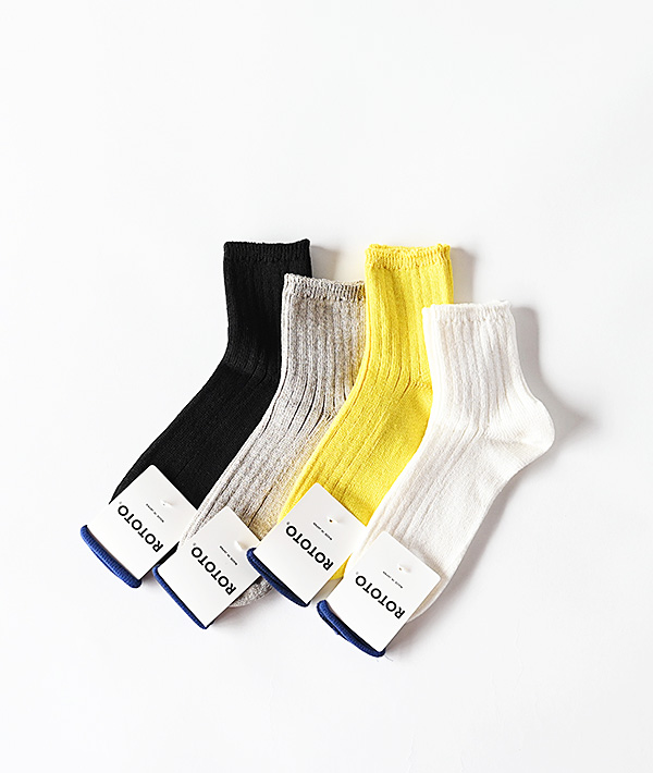 ROTOTO (ロトト) LINEN COTTON RIBBED ANKLE SOCKS【MENS&WOMENS】