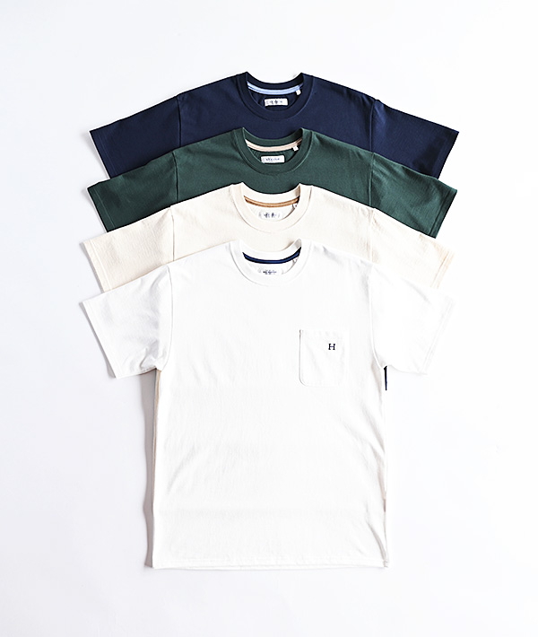 HOLLYWOOD RANCH MARKET(ハリウッドランチマーケット) Hエンブロイダリー ポケットショートスリーブTシャツ【MENS】