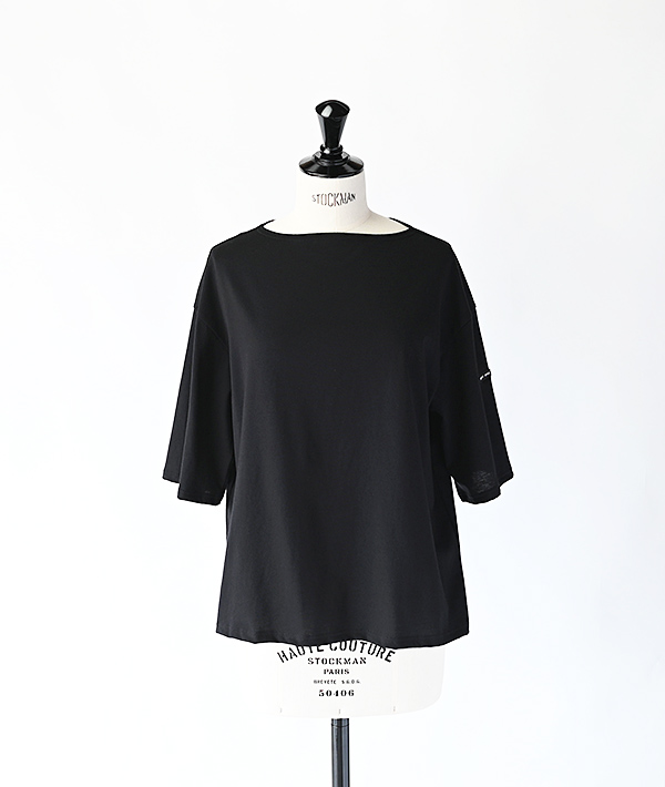 SAINT JAMES (セントジェームス) PIRIAC TEELOOSE 五分袖ドロップショルダー ブラック【WOMENS】