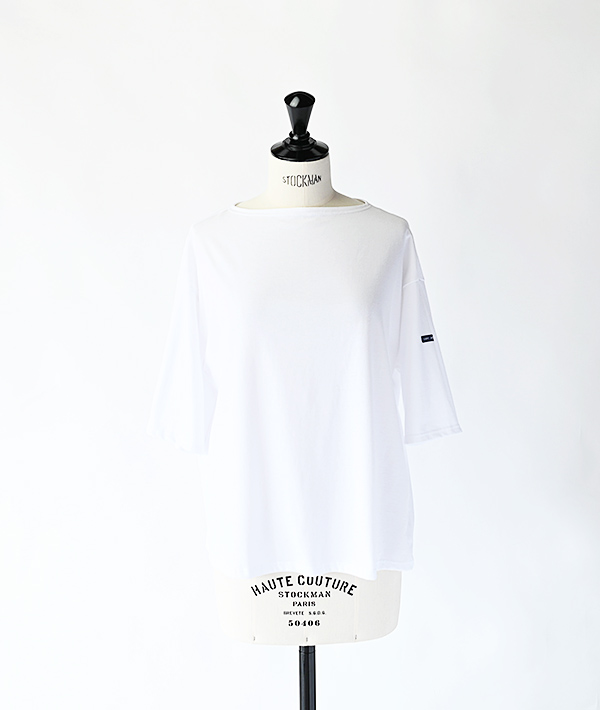 SAINT JAMES (セントジェームス) PIRIAC TEELOOSE 五分袖ドロップショルダー ホワイト【WOMENS】