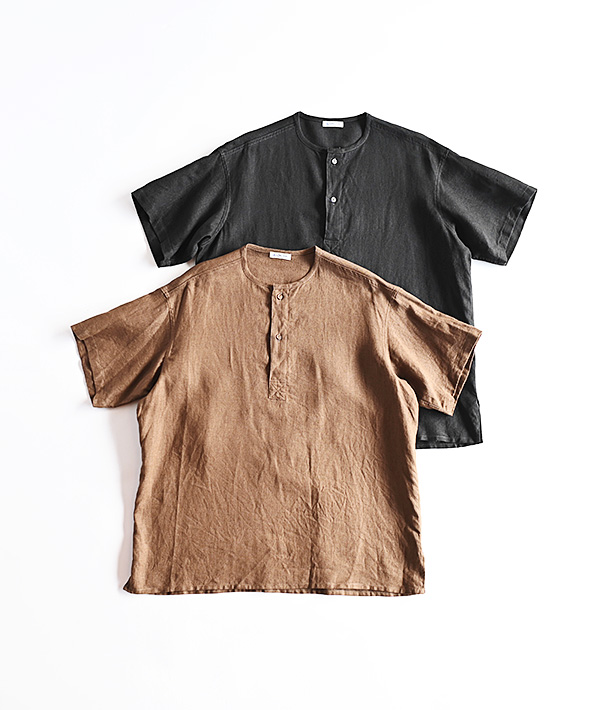 ORCIVAL(オーシバル) リネンヘンリーネック ショートスリーブシャツ LCB【MENS】