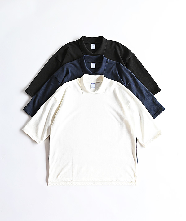 quotidien (コティディアン) COTTON PIQUE MIDDLE SLEEVE LOOSE POLO【MENS&WOMENS】
