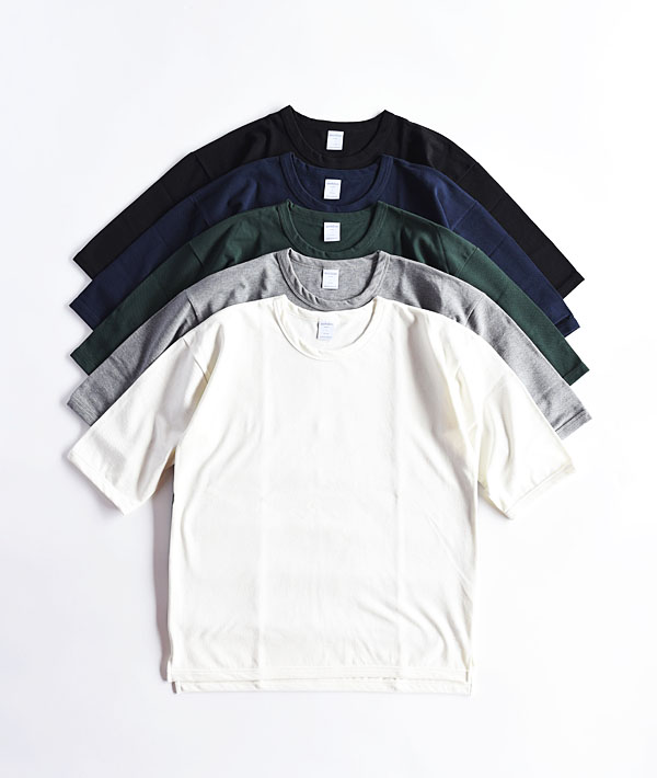 quotidien (コティディアン) COTTON PIQUE MIDDLE SLEEVE WIDE TEE【MENS&WOMENS】