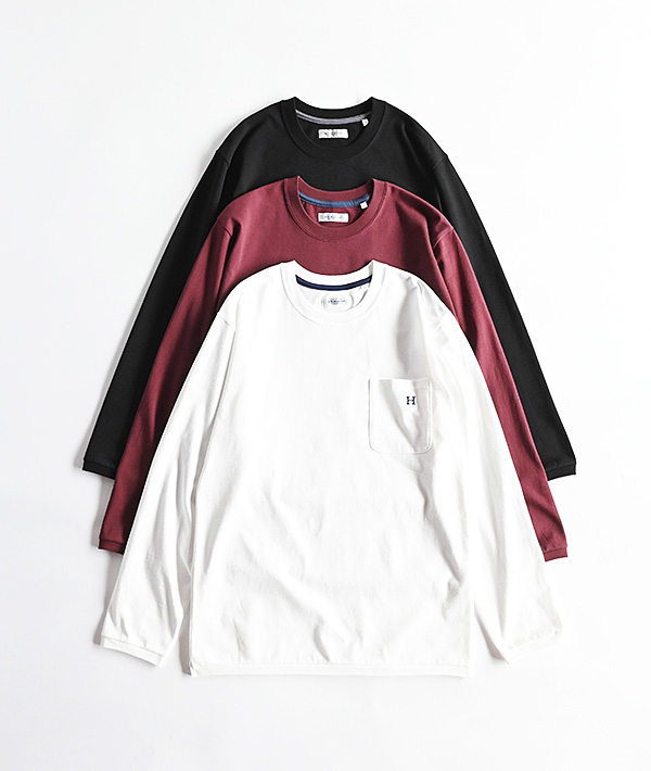 HOLLYWOOD RANCH MARKET(ハリウッドランチマーケット) Hエンブロイダリー ナローリブ ロングスリーブ Tシャツ【MENS】