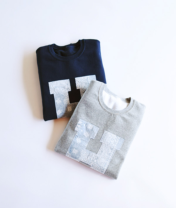 H.R.REMAKE(エイチアールリメイク) HRR Hパッチ クルーネックスウェット【MENS&WOMENS】