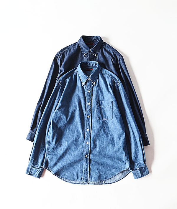BLUE BLUE(ブルーブルー) ライトデニム フェード ボタンダウン ロングスリーブ シャツ【MENS】
