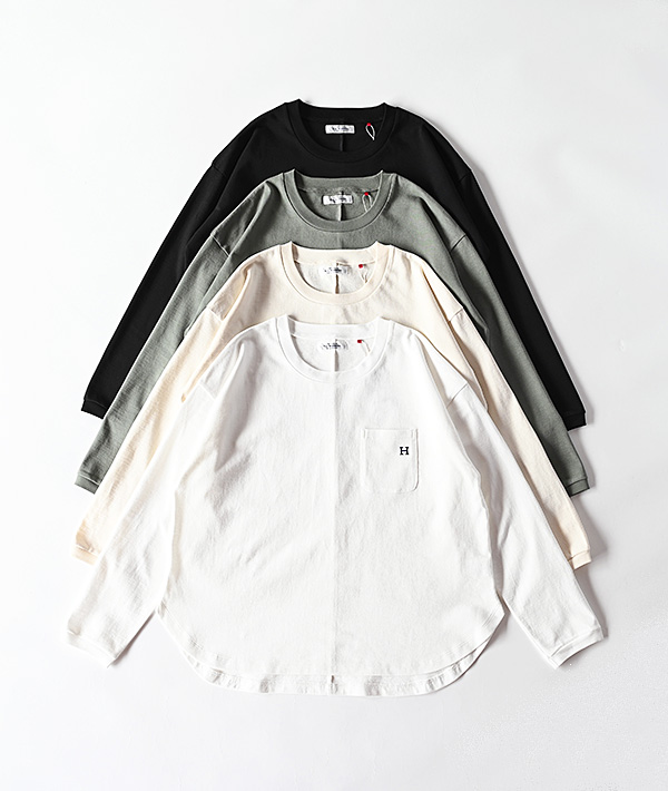 HOLLYWOOD RANCH MARKET(ハリウッドランチマーケット) Hエンブロイダリーラウンドヘム ロングスリーブTシャツ ウイメンズ【WOMENS】