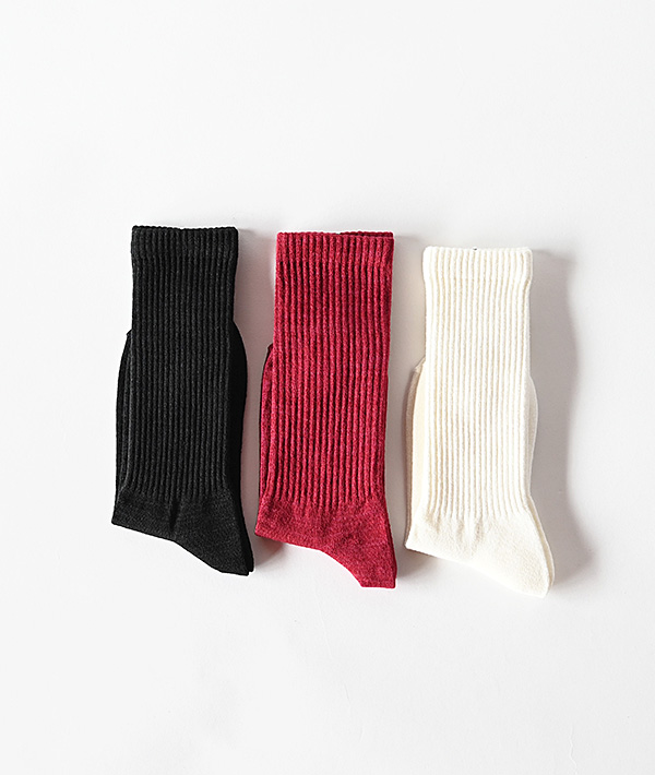 BLUE BLUE(ブルーブルー) ペーパーレーヨン バルキーウール リブソックス【MENS】