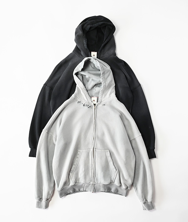 MOOJI MOOJI (ムージムージ) OVERSIZE ZIP UP HOODIE AGED【MENS&WOMENS】