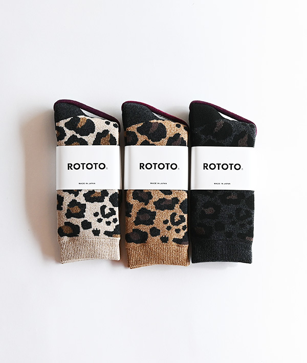 ROTOTO (ロトト) PILE LEOPARD CREW SOCKS【MENS&WOMENS】