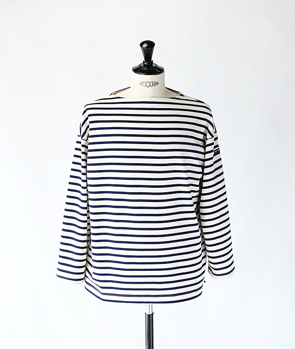 SAINT JAMES (セントジェームス) OUESSANT LOOSE 2 長袖ドロップショルダー エクリュ×マリン【MENS】