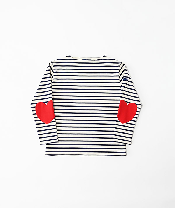 SAINT JAMES (セントジェームス) OUESSANT HEART ELBOW PATCH エクリュ×マリン TULIPE【MENS&WOMENS】