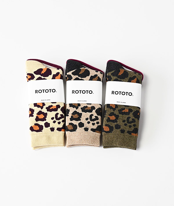 ROTOTO (ロトト) PILE LEOPARD CREW SOCKS【WOMENS】