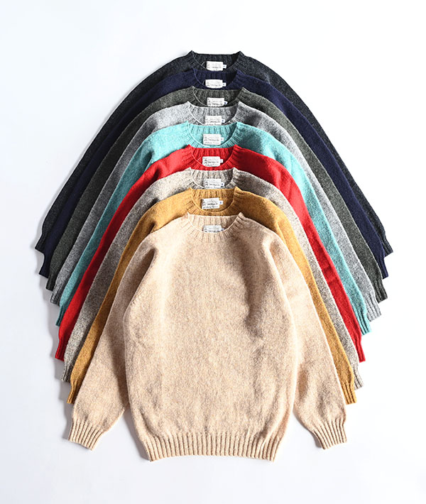 INVERALLAN(インバーアラン) クルーネック サドルショルダーシェットランドセーター【MENS&WOMENS】