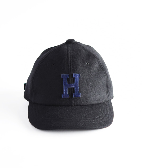 H.R.REMAKE(エイチアールリメイク) HRR Hワッペン ブラックメルトン ベースボールキャップ【MENS&WOMENS】